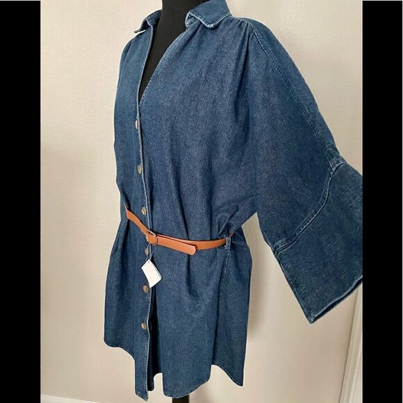 NWT Zara Belted Denim Shirt Dress - Picture 2 of 12